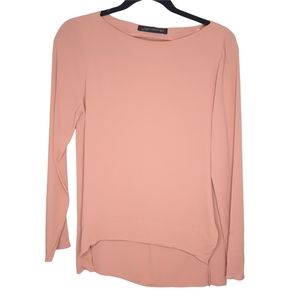 Zara Women's Blouse Peachy Tan Long Sleeve X-Small